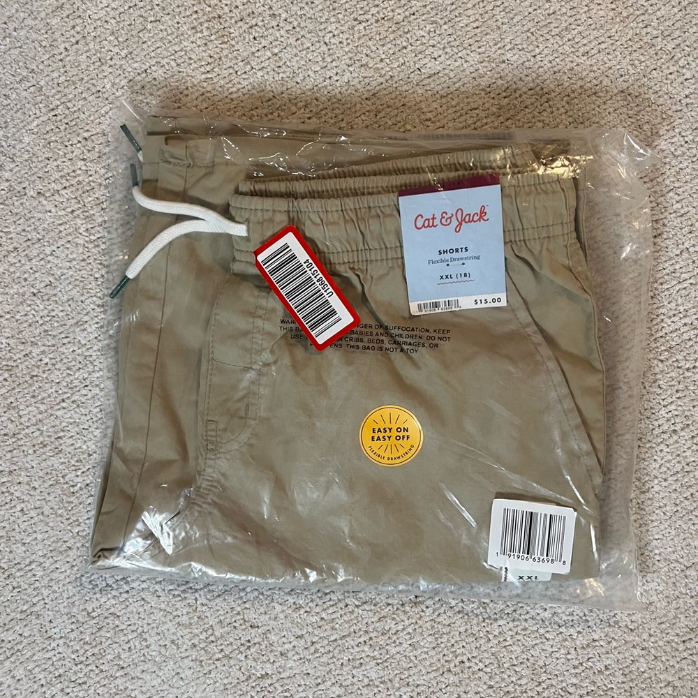 NOT FOR SALE Set of 2 Cat & Jack Khaki Drawstring elastic Waist Big Boys Shorts